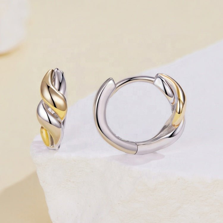 Amarante Jewelry Twisted Dual - Tone Glow Hoop Earrings