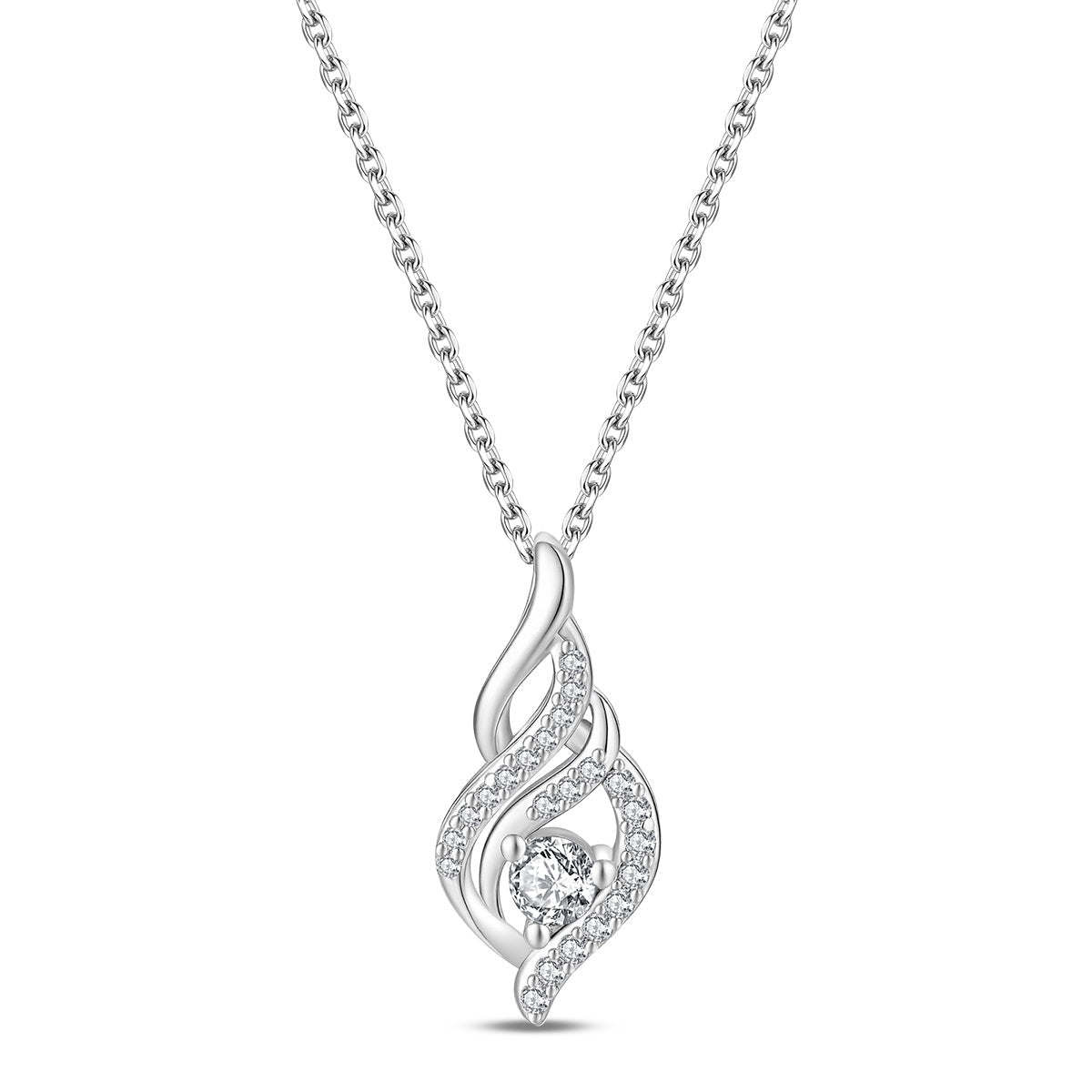 Amarante Jewelry Twisted Flame Pavé Pendant Necklace