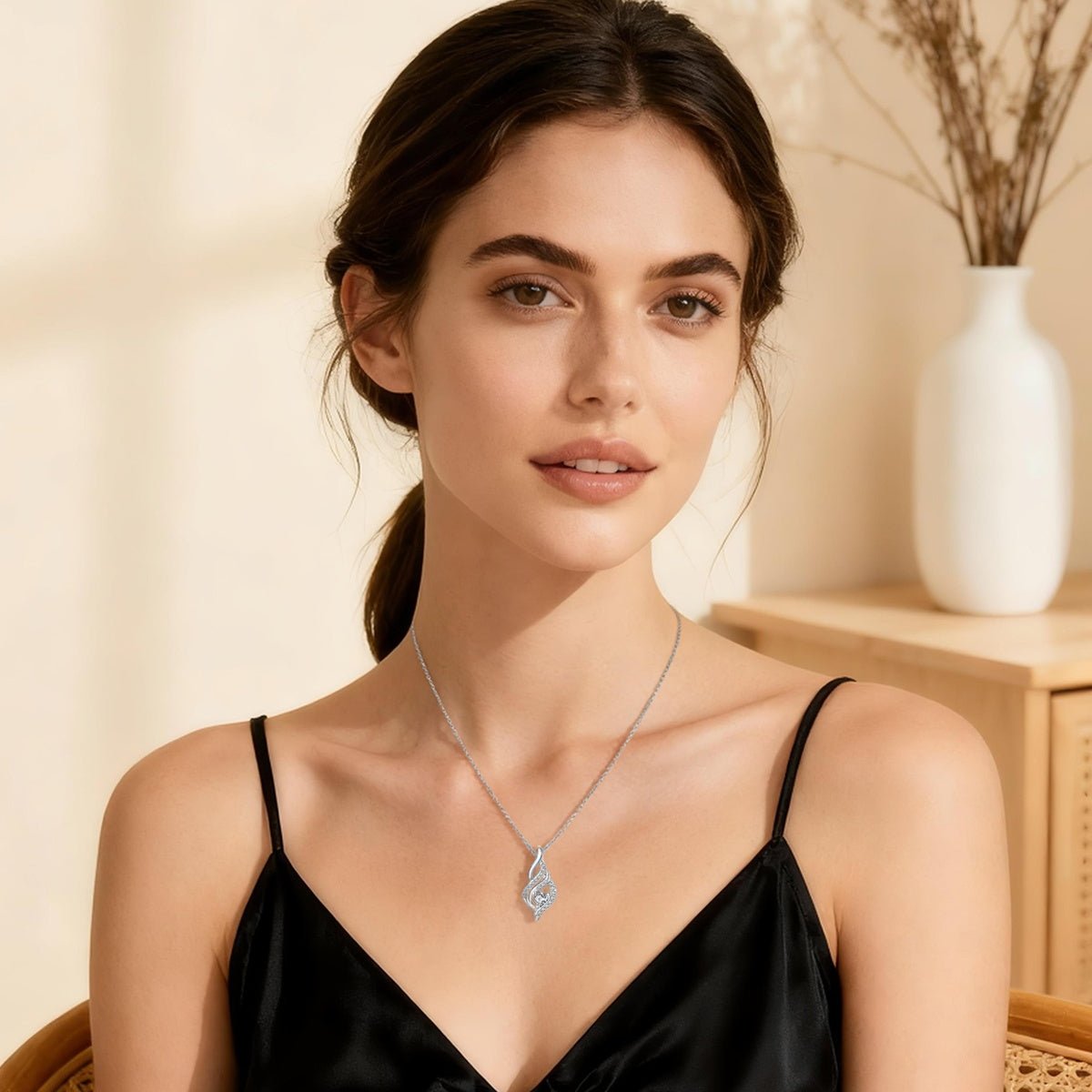 Amarante Jewelry Twisted Flame Pavé Pendant Necklace