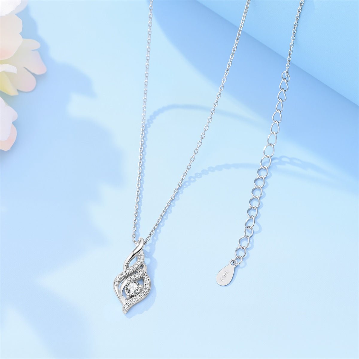 Amarante Jewelry Twisted Flame Pavé Pendant Necklace