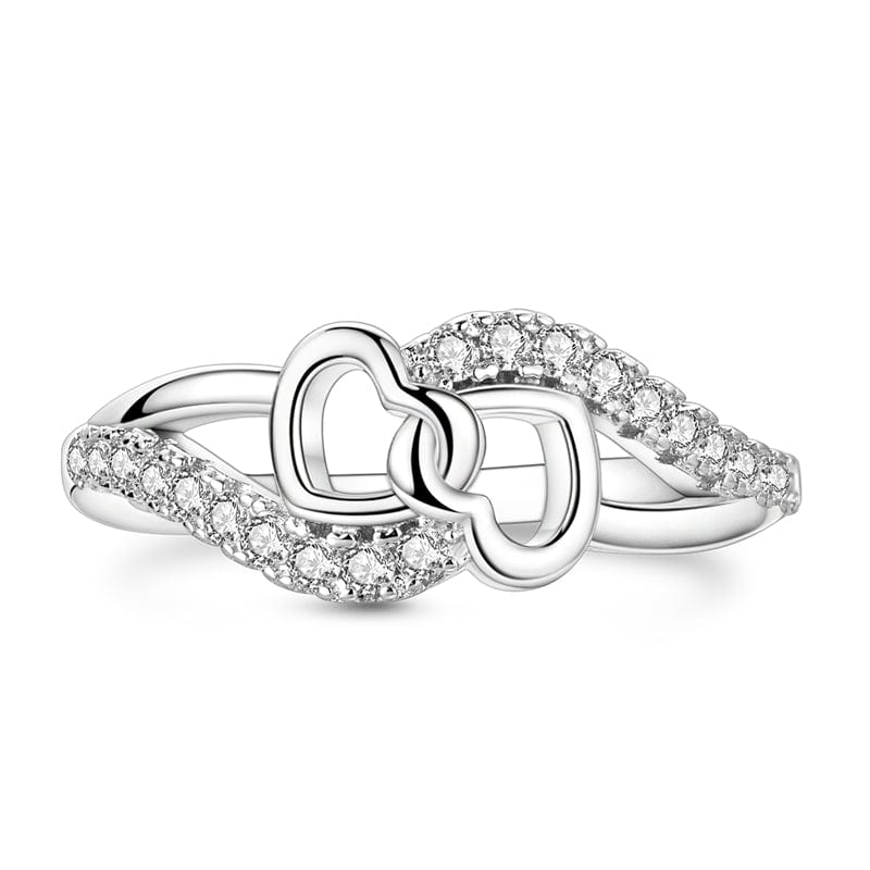 Amarante Jewelry Two Intertwined Hearts Crystal Ring