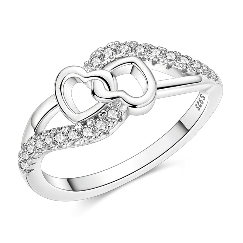 Amarante Jewelry Two Intertwined Hearts Crystal Ring