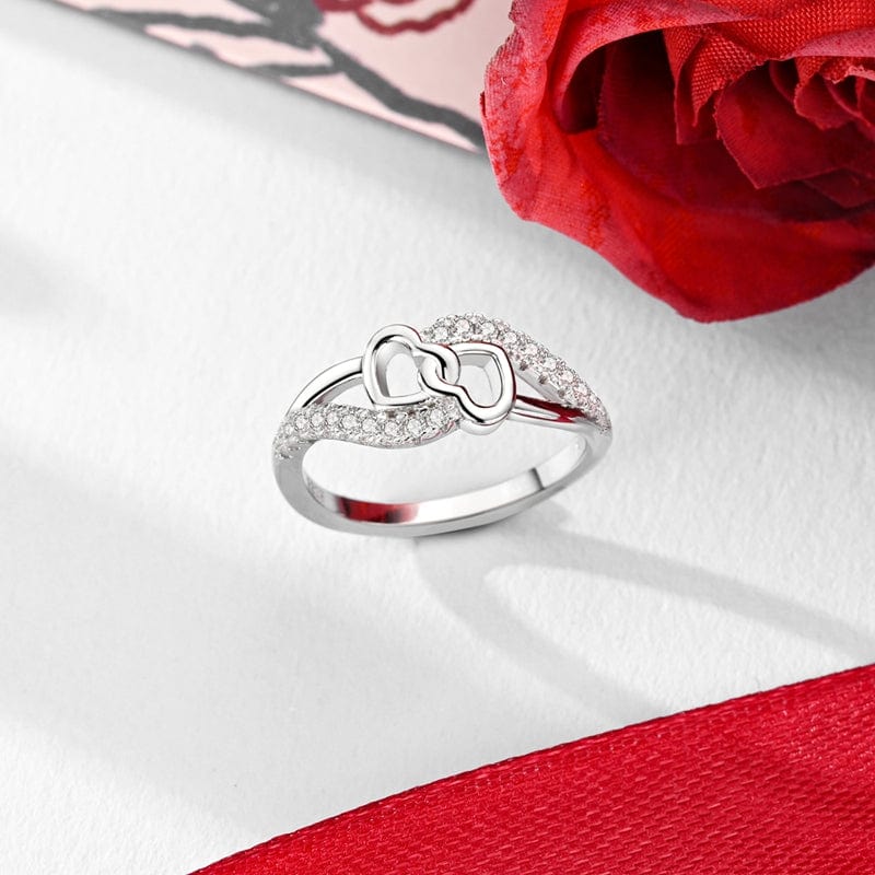 Amarante Jewelry Two Intertwined Hearts Crystal Ring
