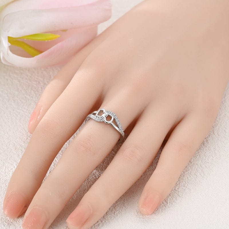 Amarante Jewelry Two Intertwined Hearts Crystal Ring