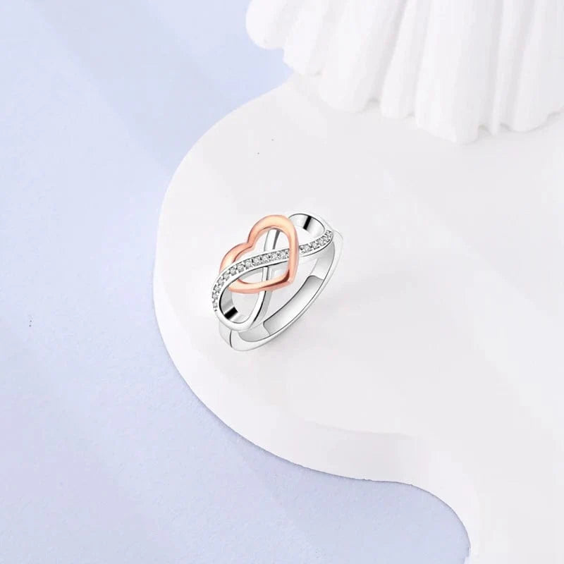 Amarante Jewelry Two - Tone Heart Knot S925 Sterling Silver Ring