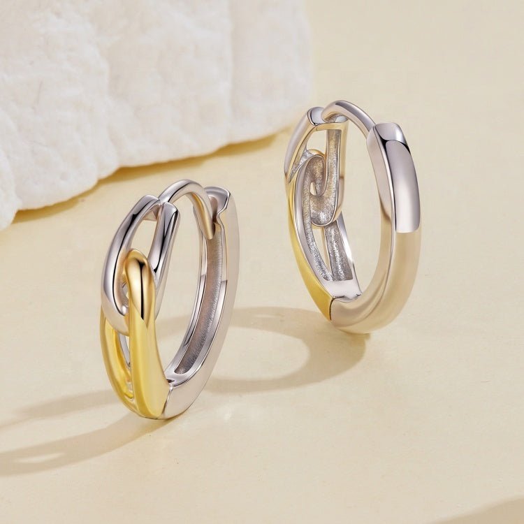 Amarante Jewelry Two - Tone Interlocking Loop Hoop Earrings