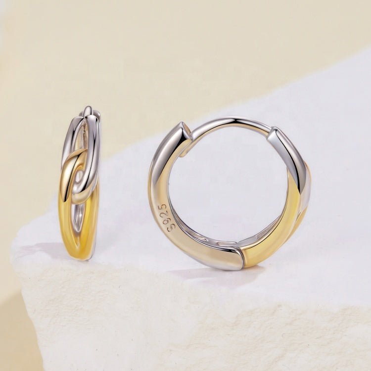 Amarante Jewelry Two - Tone Interlocking Loop Hoop Earrings