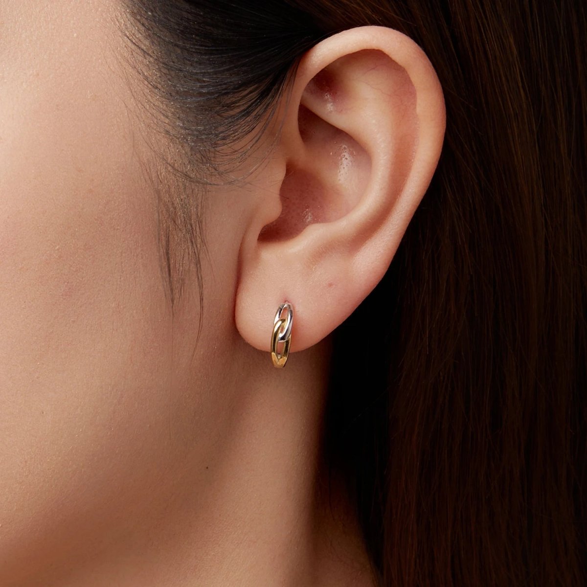 Amarante Jewelry Two - Tone Interlocking Loop Hoop Earrings