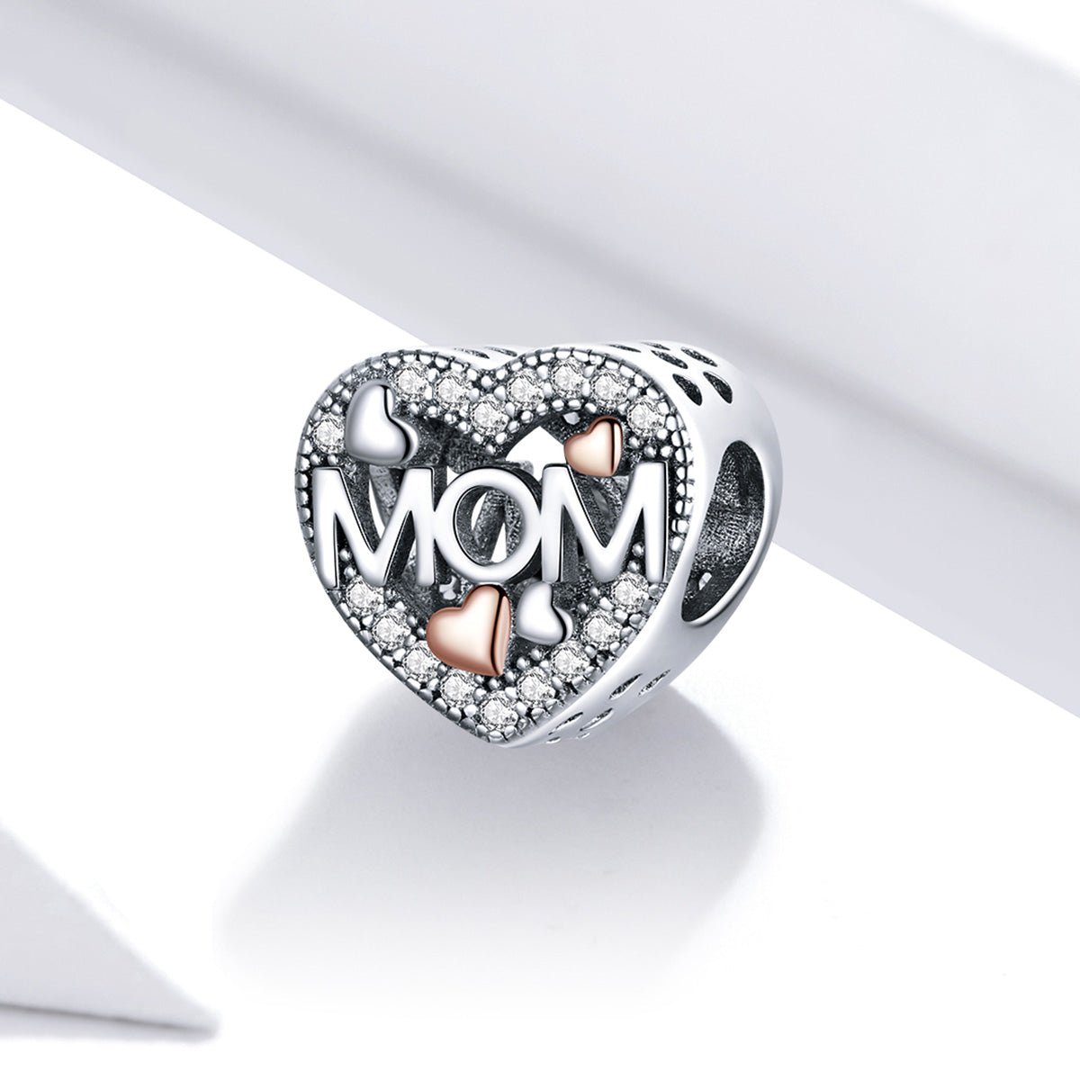 Amarante Jewelry Two - tone Openwork Mom & Heart Charm