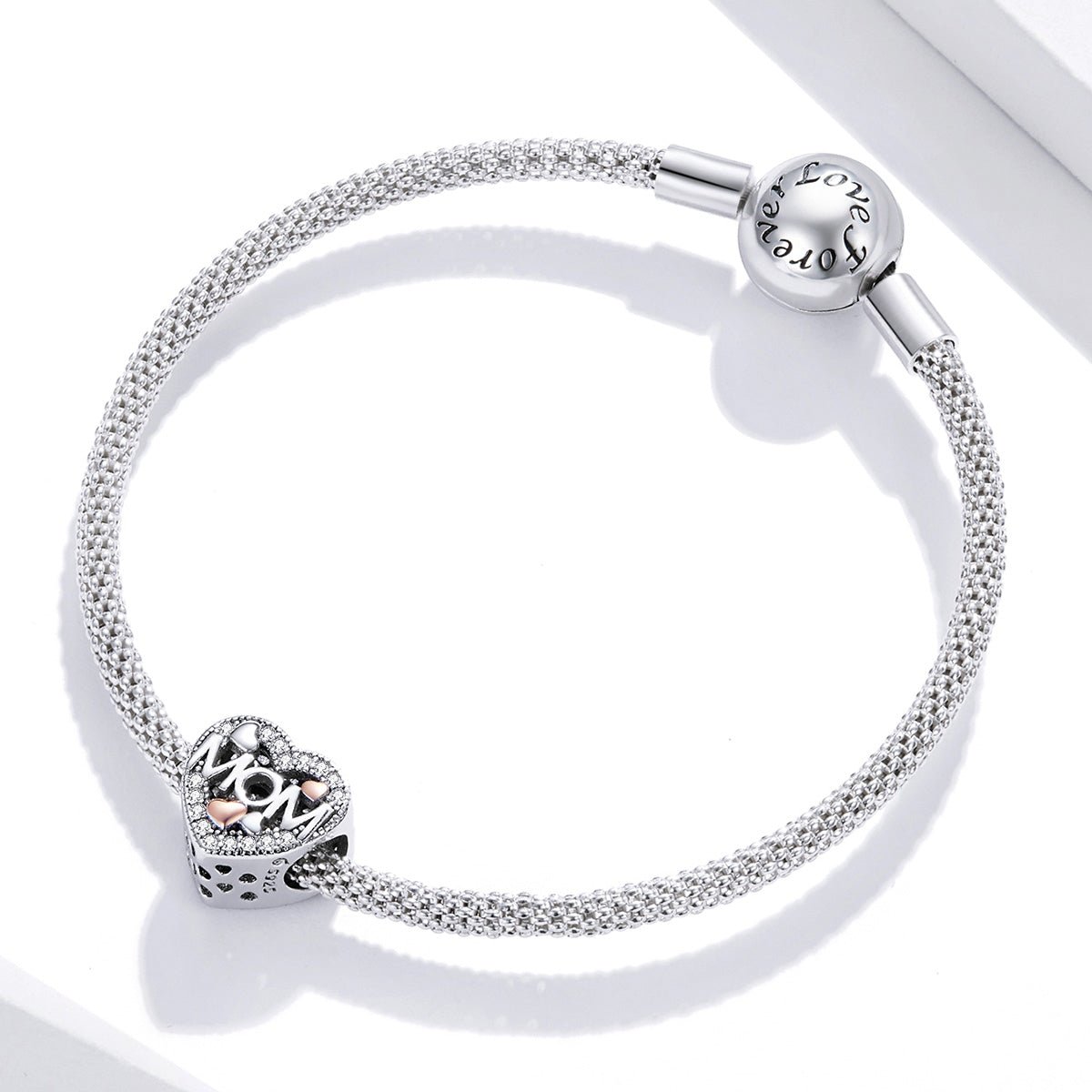 Amarante Jewelry Two - tone Openwork Mom & Heart Charm