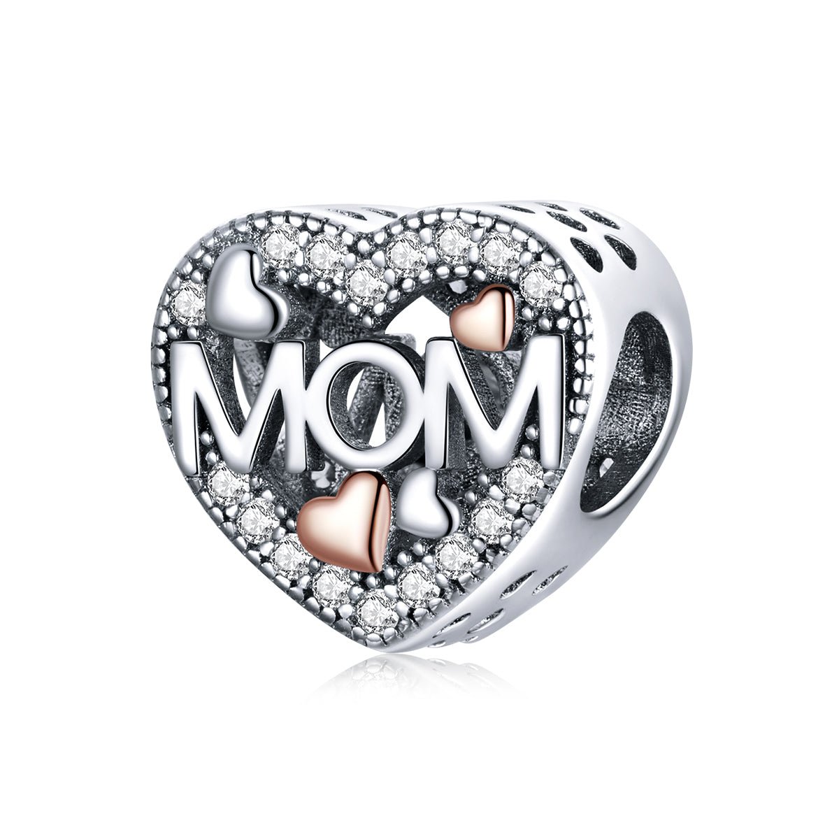 Amarante Jewelry Two - tone Openwork Mom & Heart Charm
