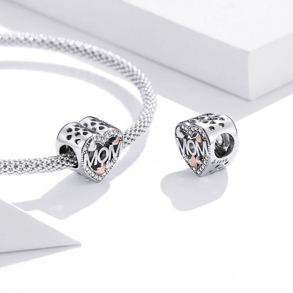 Amarante Jewelry Two - tone Openwork Mom & Heart Charm