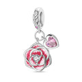 Amarante Jewelry Rose with Pink Heart Dangle Charm
