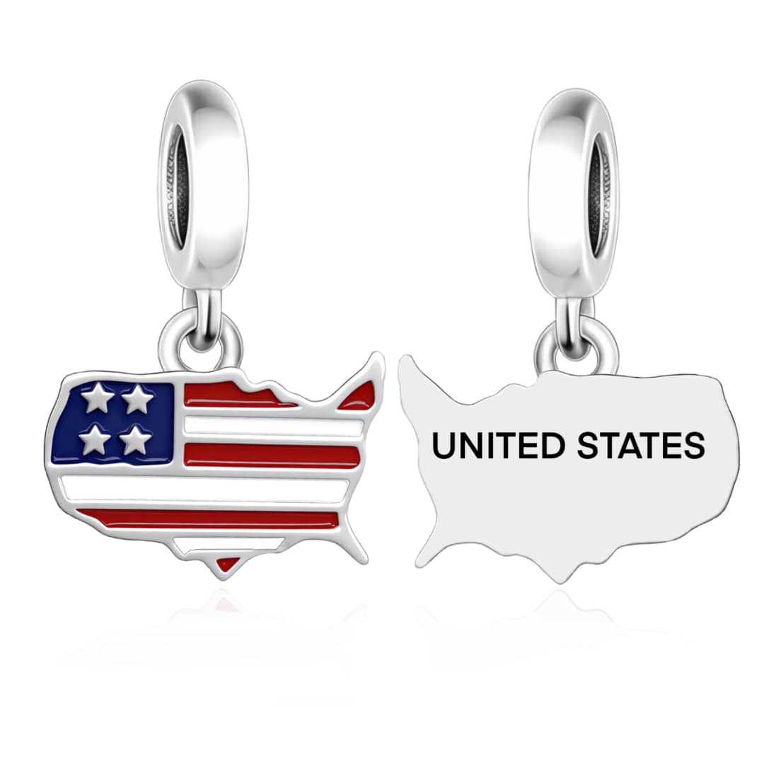 Amarante Jewelry United States Map Flag Dangle Charm
