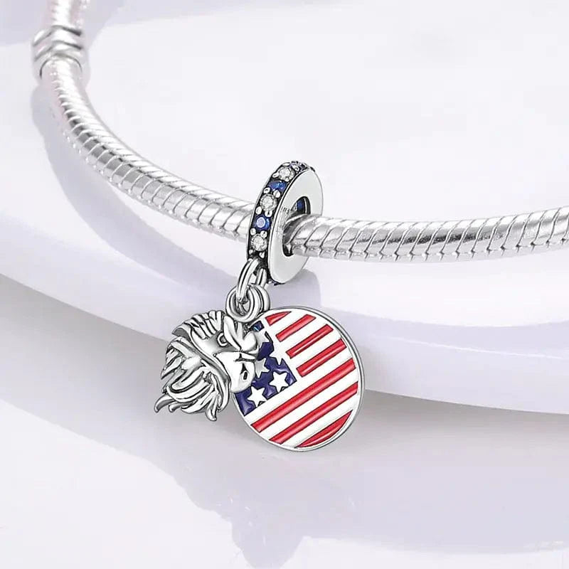 Amarante Jewelry USA Flag Eagle Dangle Charm