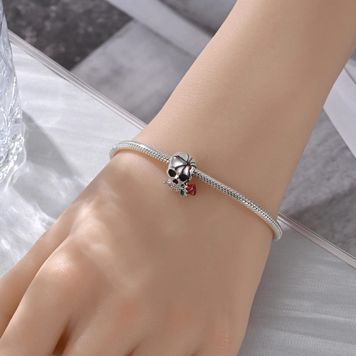Amarante Jewelry Venomous Rose Skull Charm