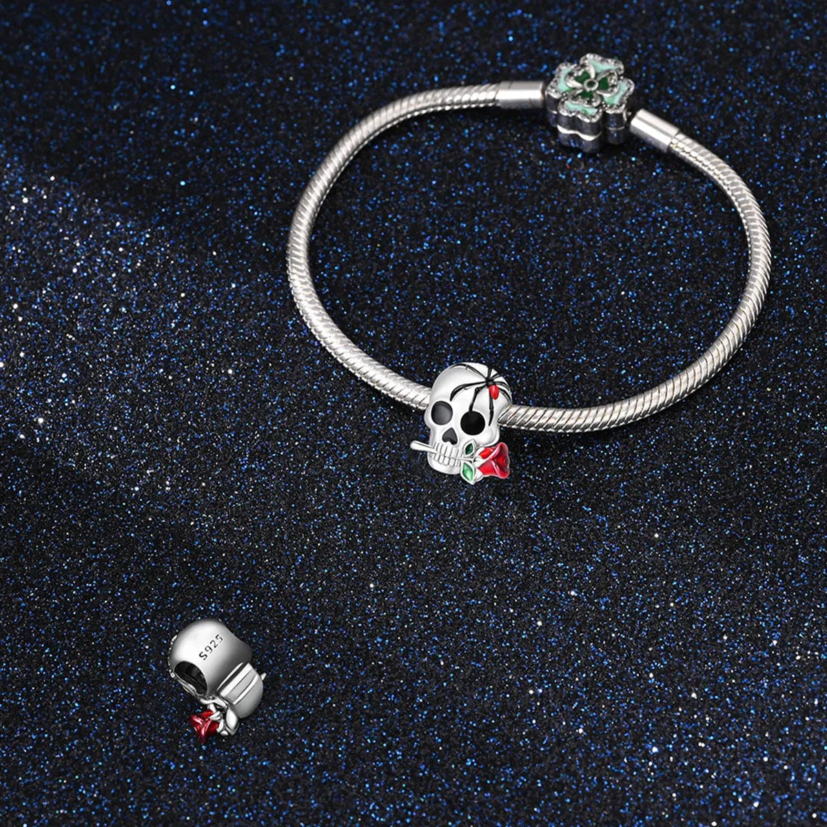 Amarante Jewelry Venomous Rose Skull Charm