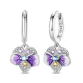Amarante Jewelry Violet Blossom Crystal Flower Hoop Earrings