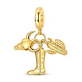 Amarante Jewelry Western Cowboy Boot, Bull Skull & Cactus Dangle Charm