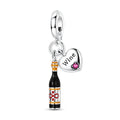 Amarante Jewelry Wine Bottle & Heart “Wine Lover” Dangle Charm