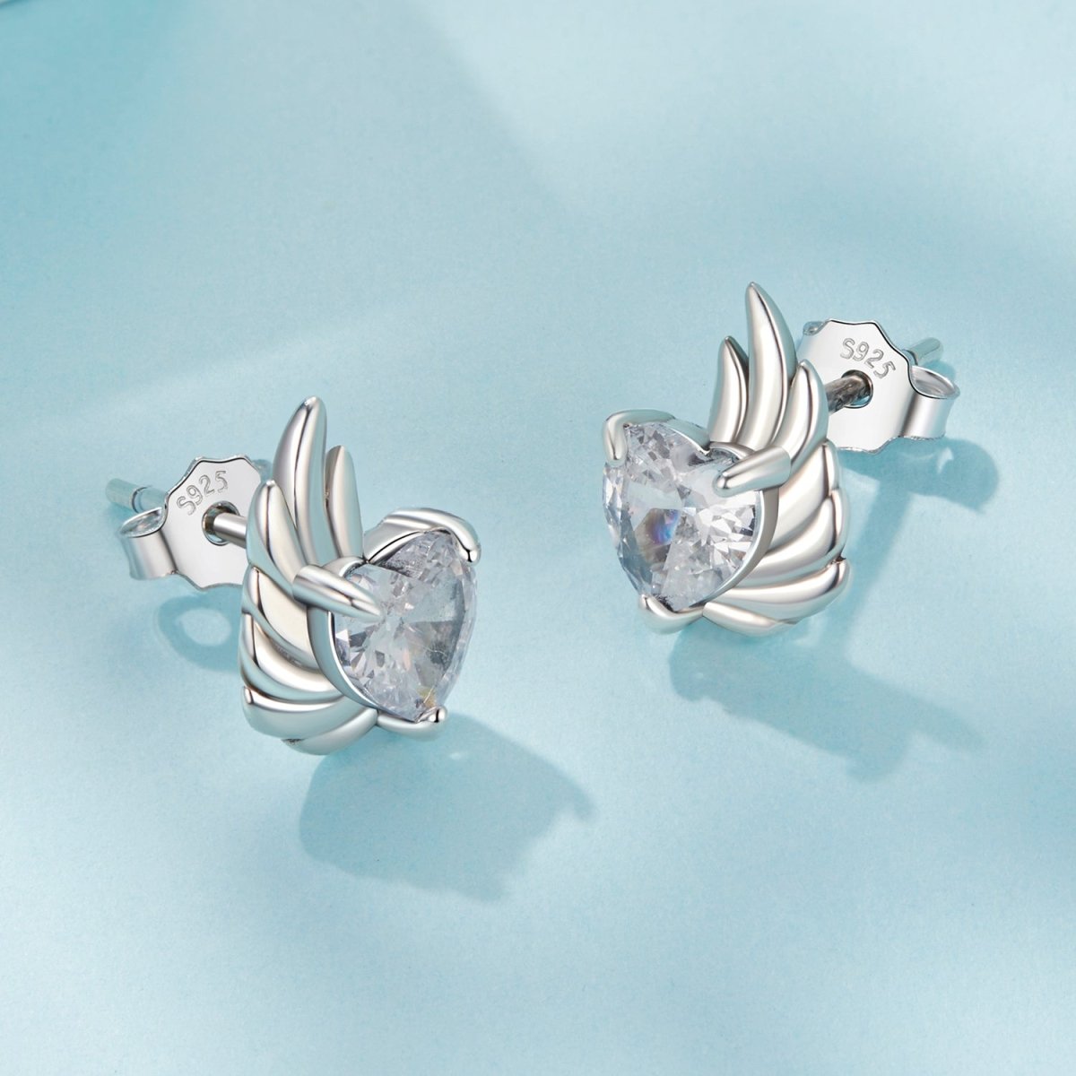 Amarante Jewelry Winged Heart Sparkle Stud Earrings
