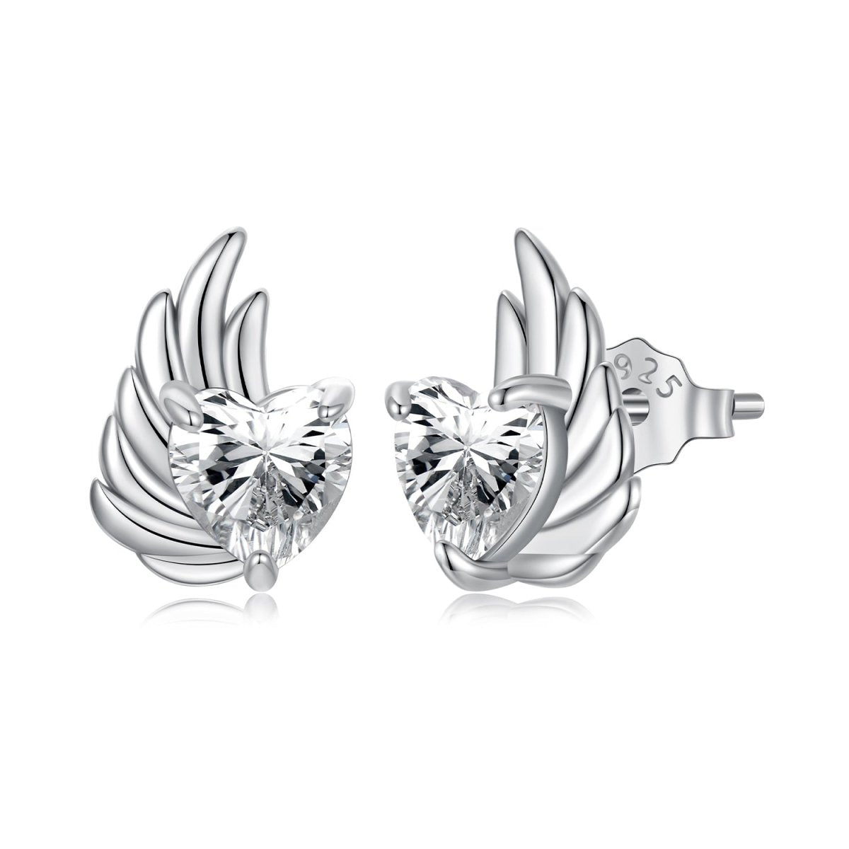Amarante Jewelry Winged Heart Sparkle Stud Earrings