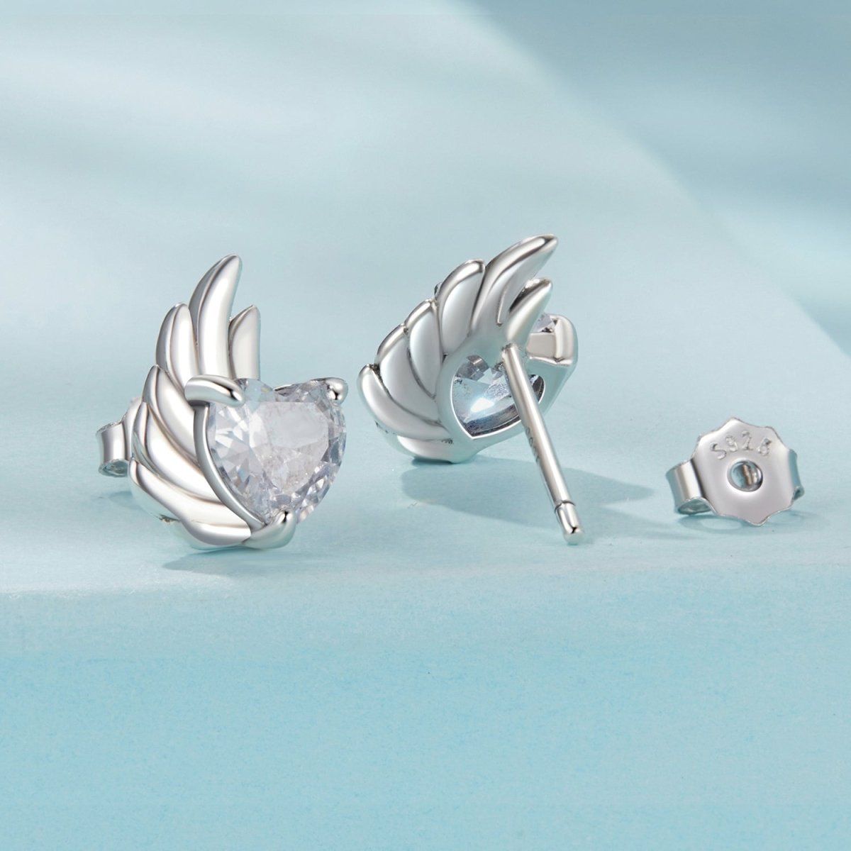 Amarante Jewelry Winged Heart Sparkle Stud Earrings