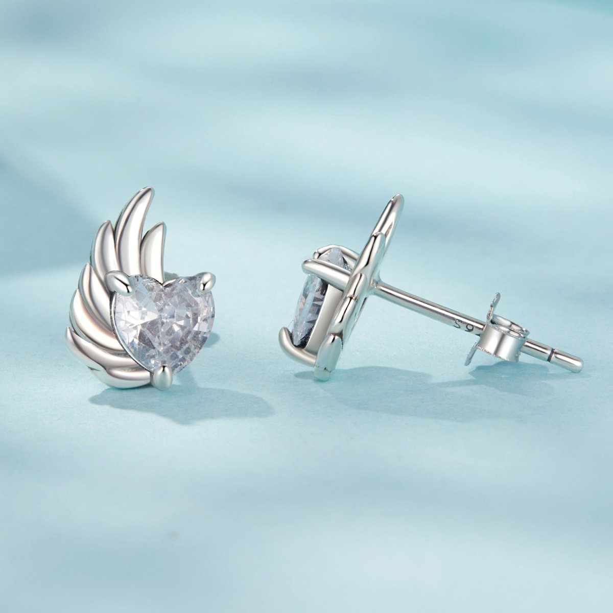 Amarante Jewelry Winged Heart Sparkle Stud Earrings