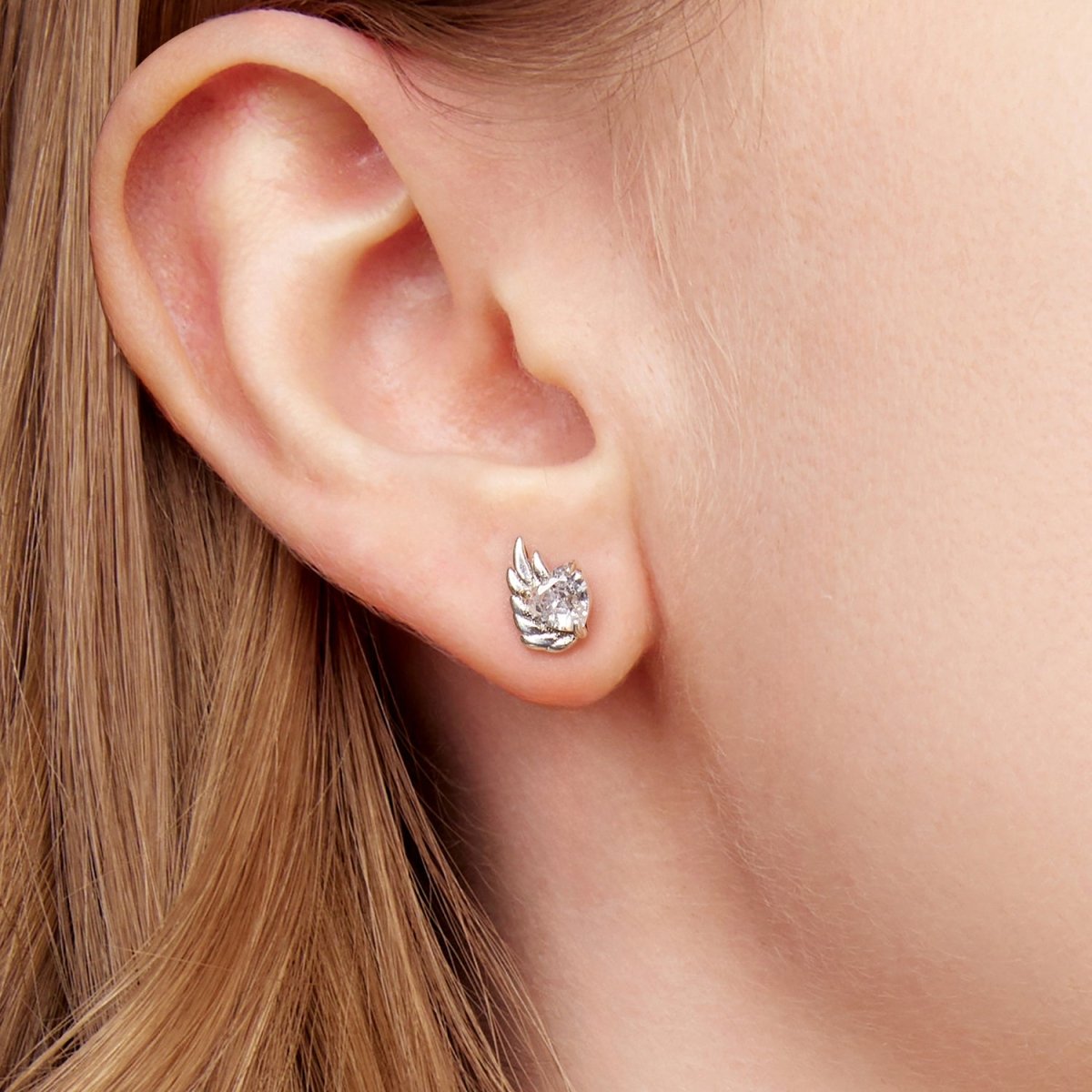 Amarante Jewelry Winged Heart Sparkle Stud Earrings