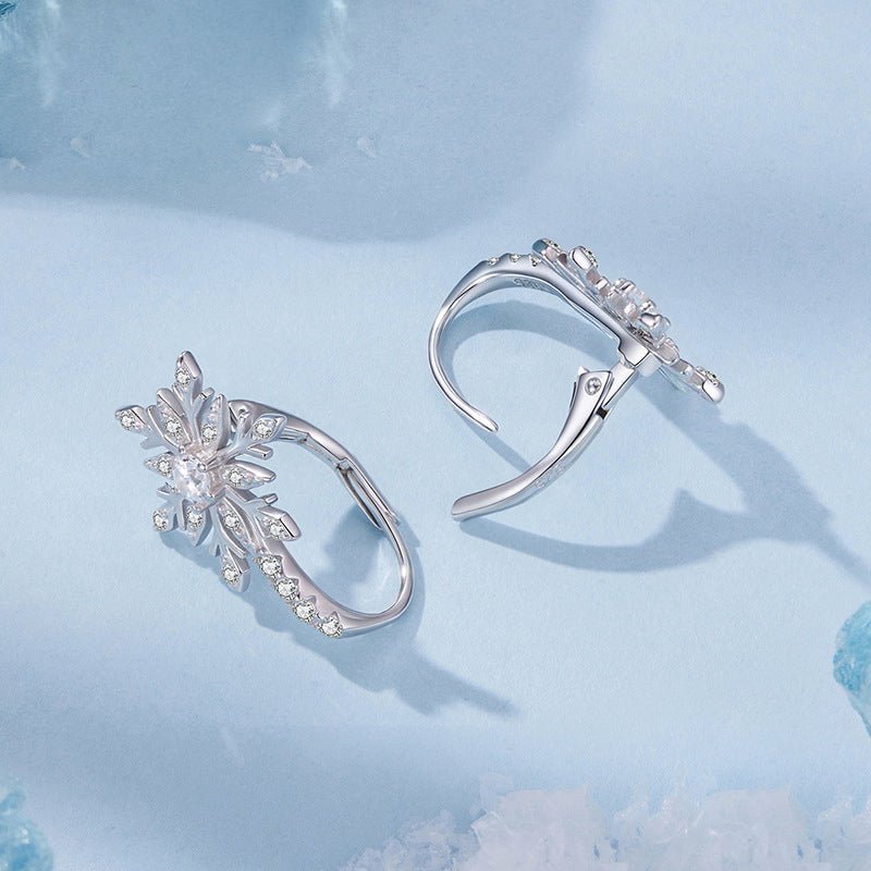 Amarante Jewelry Winter Crystal Snowflake Hoop Earrings