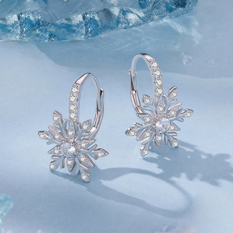 Amarante Jewelry Winter Crystal Snowflake Hoop Earrings