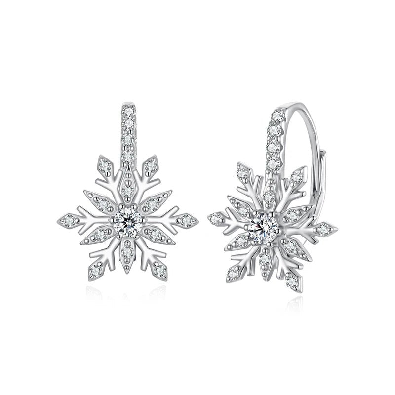 Amarante Jewelry Winter Crystal Snowflake Hoop Earrings