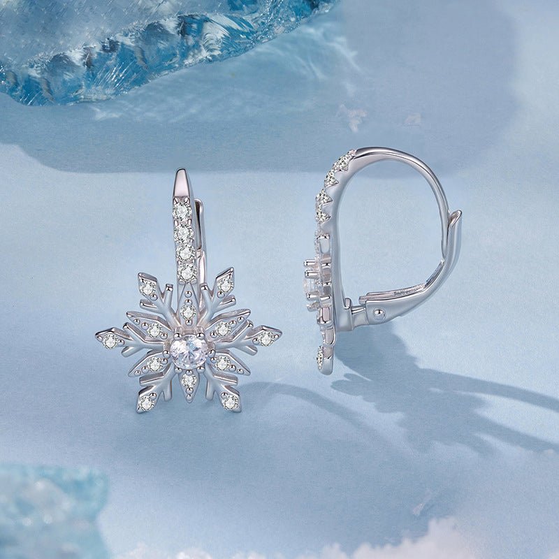 Amarante Jewelry Winter Crystal Snowflake Hoop Earrings