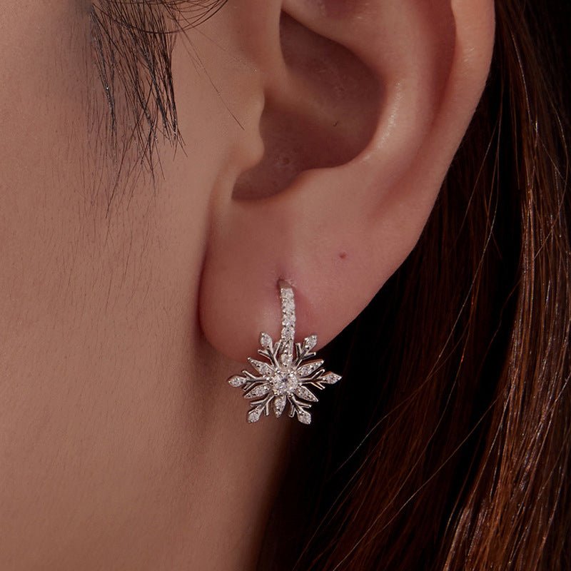 Amarante Jewelry Winter Crystal Snowflake Hoop Earrings