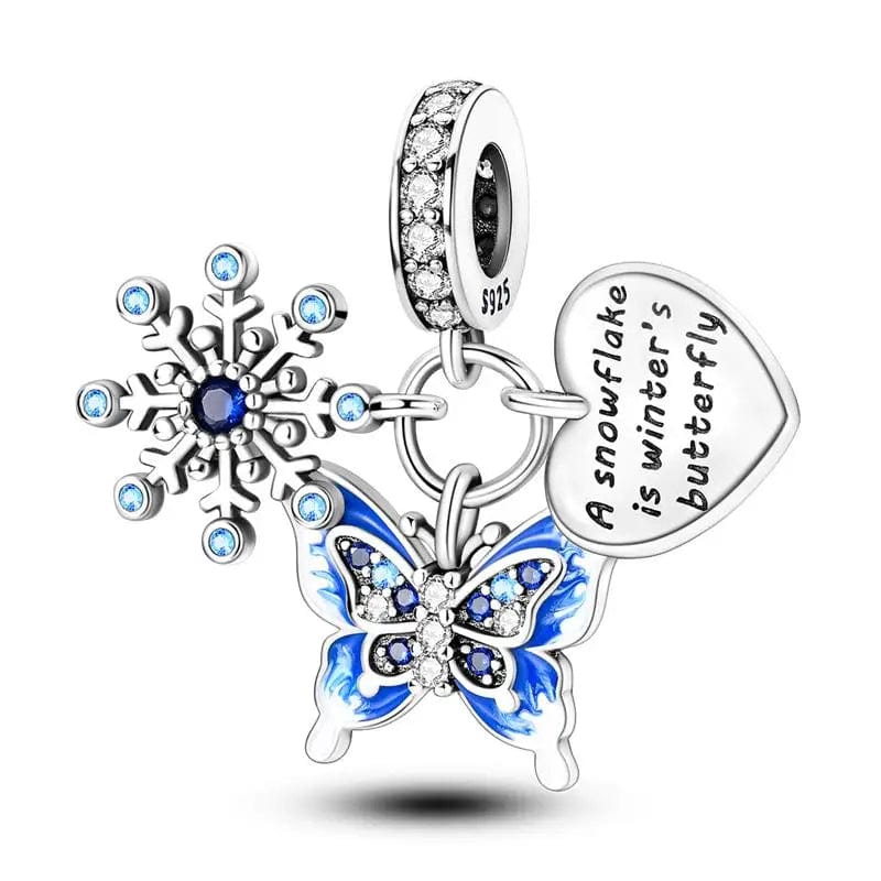 Amarante Jewelry Winter Snowflake Butterfly Dangle Charm