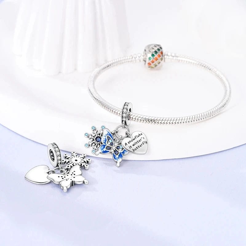 Amarante Jewelry Winter Snowflake Butterfly Dangle Charm