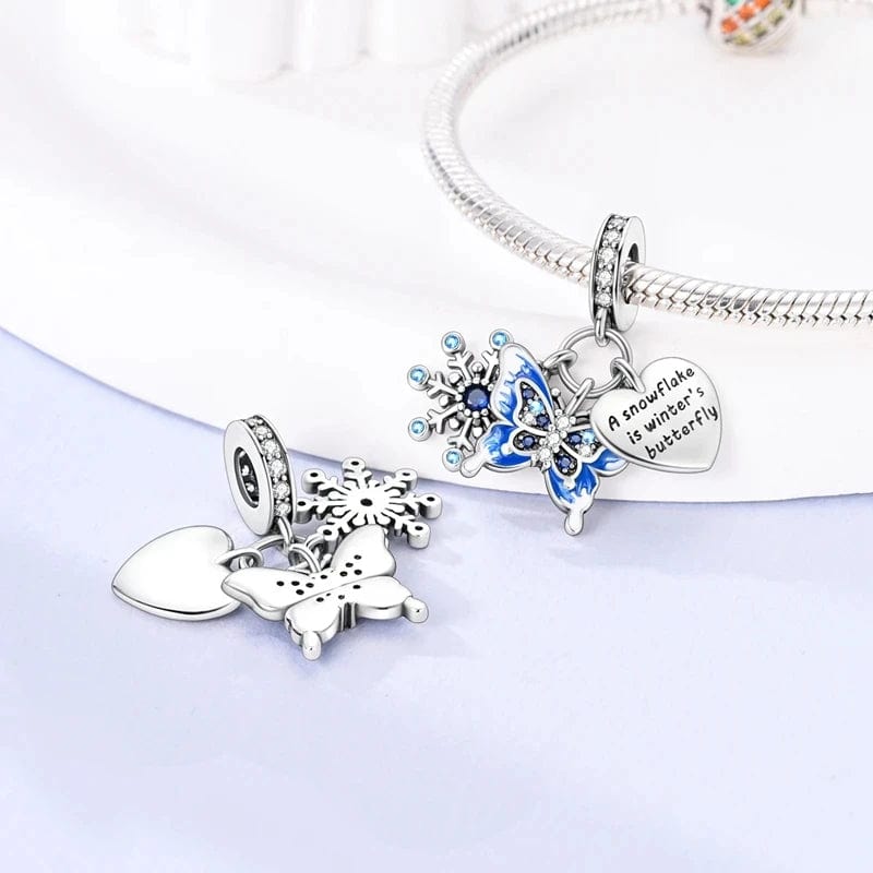 Amarante Jewelry Winter Snowflake Butterfly Dangle Charm