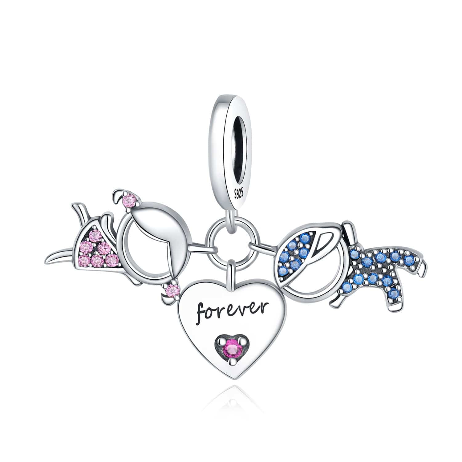 Amarante Jewelry Women & Men Forever Heart Triple Dangle Charm
