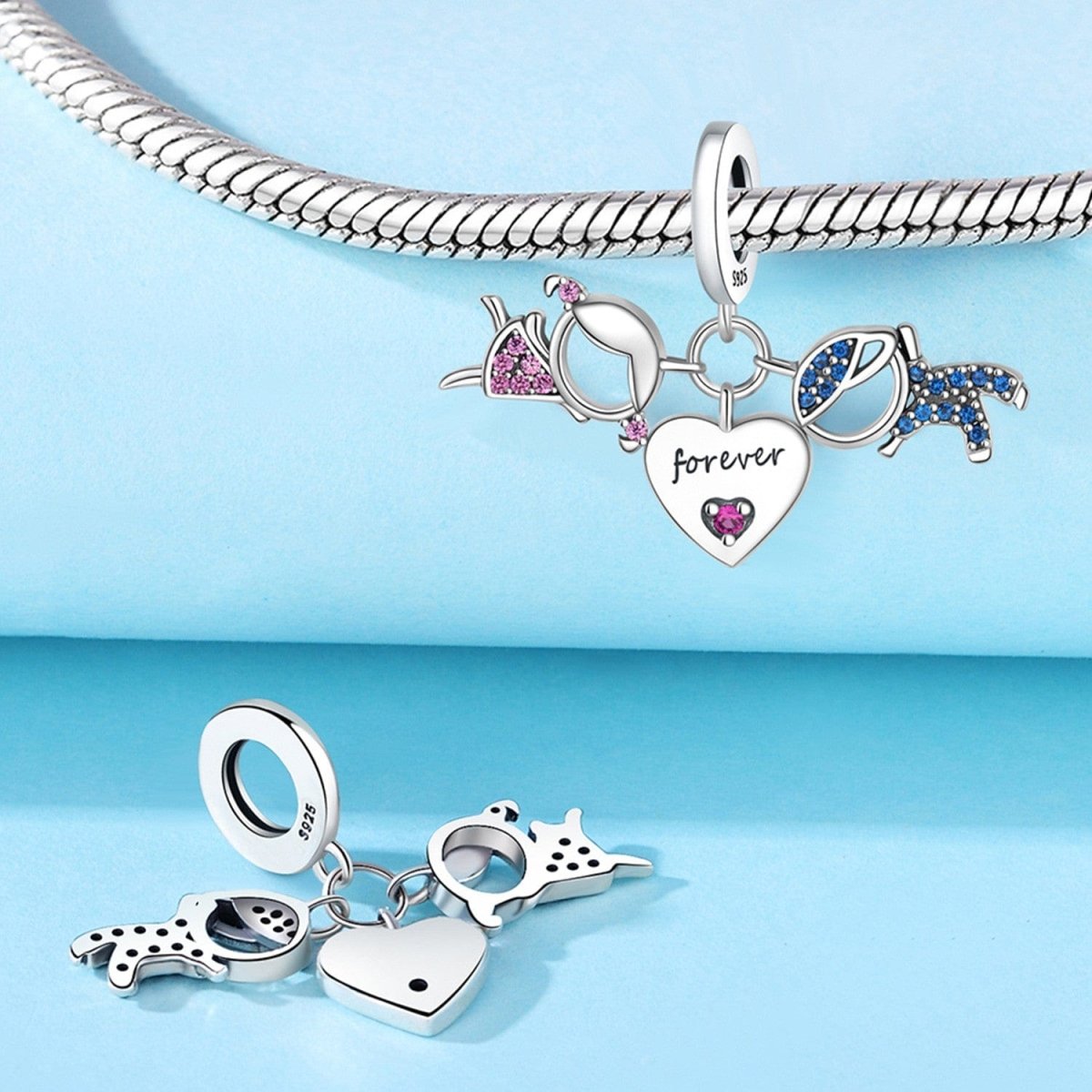 Amarante Jewelry Women & Men Forever Heart Triple Dangle Charm
