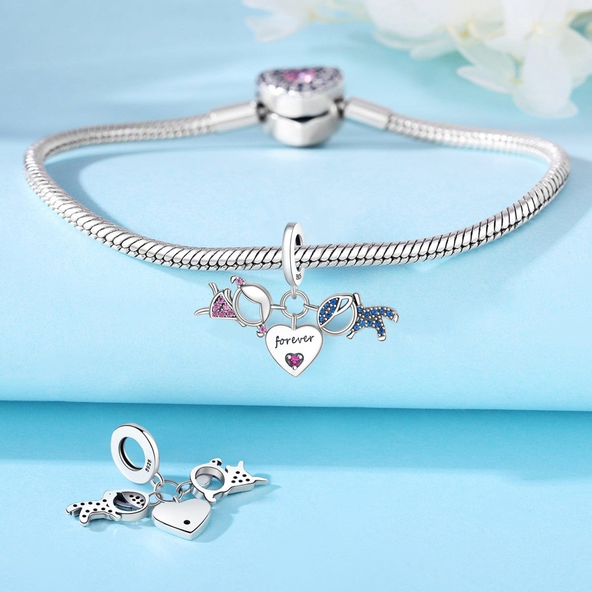 Amarante Jewelry Women & Men Forever Heart Triple Dangle Charm