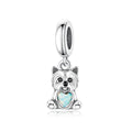 Amarante Jewelry Yorkshire Terrier Dog with Heart Stone Dangle Charm