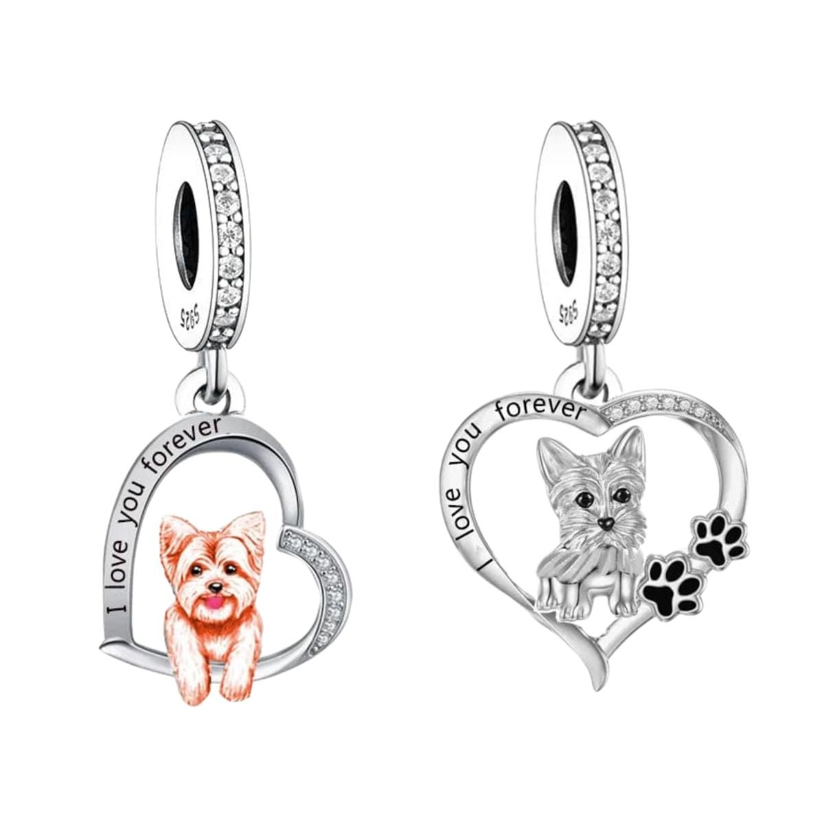 Amarante Jewelry Yorkshire Terrier Heart Dangle Charm Duo